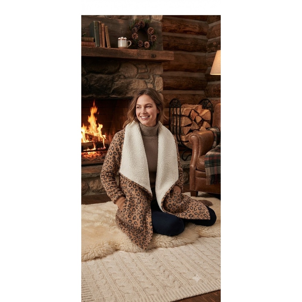 Abercrombie & Fitch boho Indie Whimsigoth Cardigan Womens XXS Brown Fleece Used